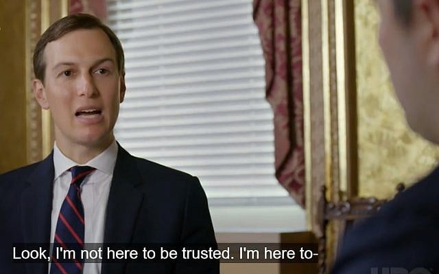 Screen capture from video of Jared Kushner, senior adviser to US President Donald Trump, during an interview with the Axios on HBO channel, published June 2, 2019. (Axios) Screen capture from video of Jared Kushner, senior adviser to US President Donald Trump, during an interview with the Axios on HBO channel, published June 2, 2019. (Axios)