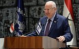 President Reuven Rivlin speaks at an event to mark the 40th anniversary of the 1979 Israel-Egypt peace accord held at the President's Residence in Jerusalem, June 25, 2019. (Mark Neiman/GPO)