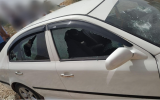 A car targeted in a price tag attack in the northern West Bank Palestinian village of Yasuf on June 5, 2019. (Israel Police)
