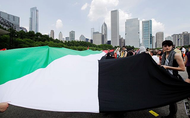Demonstrators carry the Palestinian flag during a protest march in Chicago d, May 20, 2012. (AP Photo/Nam Y. Huh) Demonstrators carry the Palestinian flag during a protest march in Chicago d, May 20, 2012. (AP Photo/Nam Y. Huh)