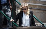 Sara Netanyahu leaves the Jerusalem Magistrate's Court, on June 16, 2019. (Yonatan Sindel/Flash90)