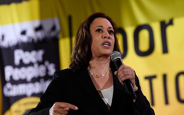 Democratic presidential candidate Sen. Kamala Harris, D-Calif., speaks at the Poor People's Moral Action Congress presidential forum in Washington, June 17, 2019. (AP Photo/Susan Walsh) Democratic presidential candidate Sen. Kamala Harris, D-Calif., speaks at the Poor People's Moral Action Congress presidential forum in Washington, June 17, 2019. (AP Photo/Susan Walsh)