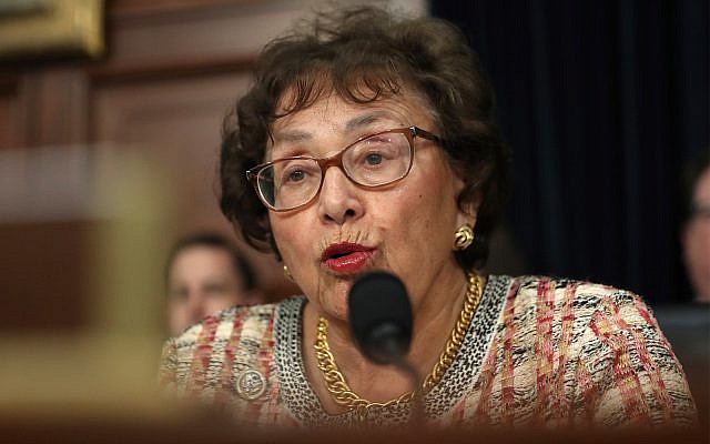 Rep. Nita Lowey, D-NY, a pro-Israel stalwart who chairs the powerful US House of Representatives Appropriations Committee, led the introduction of a bill to restore funding to Israeli-Palestinian dialogue groups. Pictured in Washington on April 9, 2019. (AP Photo/Andrew Harnik) Rep. Nita Lowey, D-NY, a pro-Israel stalwart who chairs the powerful US House of Representatives Appropriations Committee, led the introduction of a bill to restore funding to Israeli-Palestinian dialogue groups. Pictured in Washington on April 9, 2019. (AP Photo/Andrew Harnik)