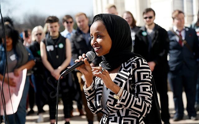 Illustrative: Rep Ilhan Omar, D-Minn., speaks in support of LGBTQ high school students, March 21, 2019 in St. Paul, Minnesota. (AP Photo/Jim Mone) Illustrative: Rep Ilhan Omar, D-Minn., speaks in support of LGBTQ high school students, March 21, 2019 in St. Paul, Minnesota. (AP Photo/Jim Mone)
