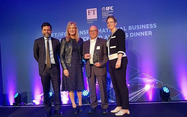 Israeli startups N-Drip gets Overall Award Excellence in Disruptive Solution at 2019 Transformational Business Awards of the International Finance Corporation (IFC) and The Financial Times (FT); left to right: Ravi Mattu (FT), Vivienne Ming, (Socos Labs), Prof. Uri Shani, Chairman & CTO, N-Drip, Kelly Widelska (IFC); London, June 13, 2019 ( FT/IFC) Israeli startups N-Drip gets Overall Award Excellence in Disruptive Solution at 2019 Transformational Business Awards of the International Finance Corporation (IFC) and The Financial Times (FT); left to right: Ravi Mattu (FT), Vivienne Ming, (Socos Labs), Prof. Uri Shani, Chairman & CTO, N-Drip, Kelly Widelska (IFC); London, June 13, 2019 ( FT/IFC)