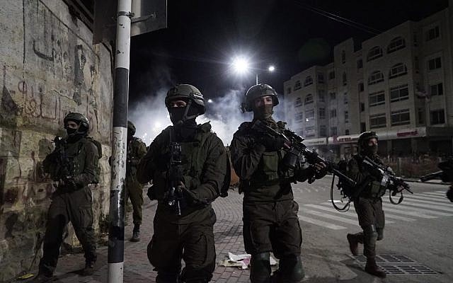 Illustrative. Israeli soldiers take part in operations in the West Bank. (Israel Defense Forces) Illustrative. Israeli soldiers take part in operations in the West Bank. (Israel Defense Forces)
