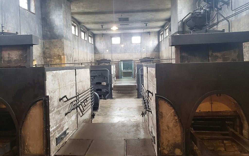 At the former Nazi concentration camp-ghetto Theresienstadt, in Czech Republic, the restored crematoria building, February 2019 (Matt Lebovic/The Times of Israel)