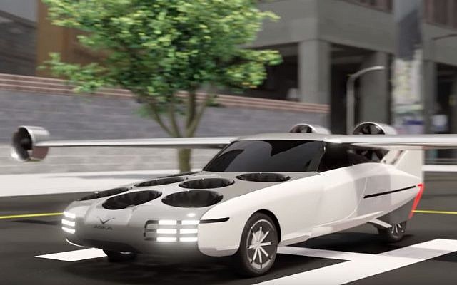 New Future Transportation (NFT) a husband and wife endeavor, unveiled the design of its flying car at the EcoMotion exhibition in Tel Aviv on June 11, 2019 (YouTube screenshot) New Future Transportation (NFT) a husband and wife endeavor, unveiled the design of its flying car at the EcoMotion exhibition in Tel Aviv on June 11, 2019 (YouTube screenshot)