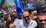 Justice Minister Amir Ohana at the Tel Aviv Pride Parade, June 14, 2019. (Courtesy Justice Ministry)