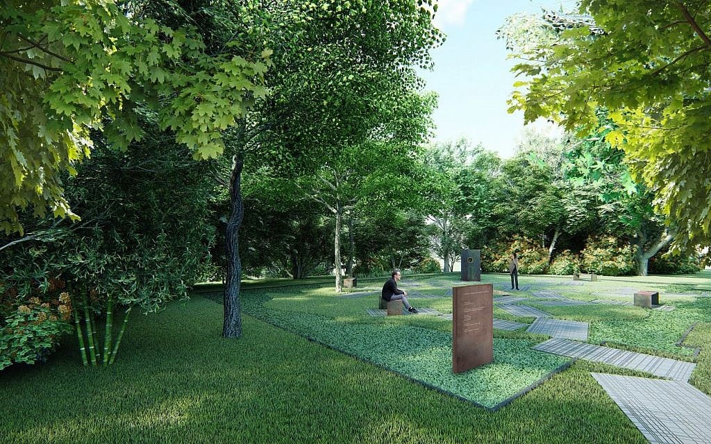 Rendering of coming memorial park at site of the Great Synagogue in Oswiecim, Poland (courtesy: Auschwitz Jewish Center)