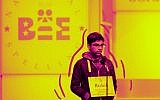 Rishik Gandshari spelled 'Yiddishkeit' and 'keriah' on the way to the co-championship of the Scripps National Spelling Bee, June 2019. (Scripps National Spelling Bee Facebook)