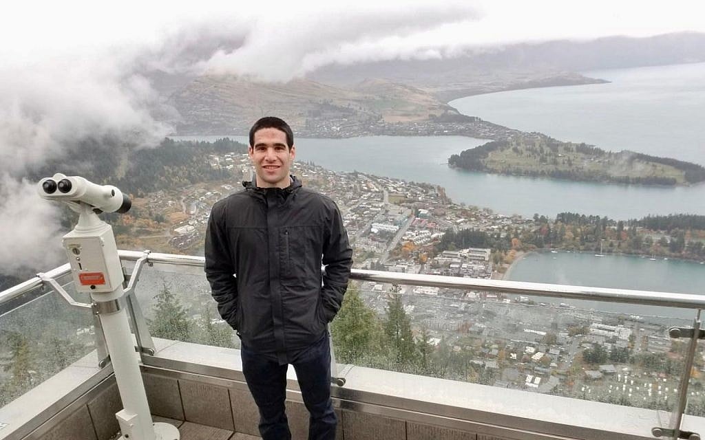 Jewish pro soccer player David Schipper enjoying the sights in New Zealand. (Courtesy)