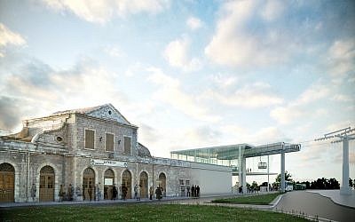An artist's rendering of a station on the route of the future cable car that will stretch from Jerusalem's First Station to the Western Wall in the Old City. (Courtesy Jerusalem Development Authority)