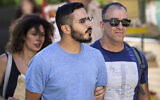 Shimon Hayut, the so-called 'Tinder Swindler,' is expelled from the city of Athens, Greece, on July 1, 2019. (Tore KRISTIANSEN/various sources/AFP)