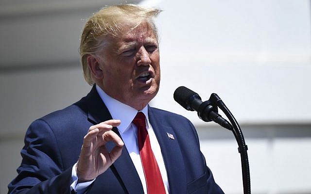 US President Donald Trump takes part in the 3rd Annual Made in America Product Showcase on the South Lawn at the White House in Washington, DC, on July 15. 2019. (Brendan Smialowski/AFP) US President Donald Trump takes part in the 3rd Annual Made in America Product Showcase on the South Lawn at the White House in Washington, DC, on July 15. 2019. (Brendan Smialowski/AFP)