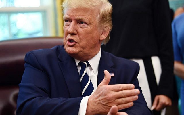 US President Donald Trump speaks at a ceremony commemorating the 50th anniversary of the moon landing, on July 19, 2019, at the White House in Washington, DC. (Brendan Smialowski / AFP) US President Donald Trump speaks at a ceremony commemorating the 50th anniversary of the moon landing, on July 19, 2019, at the White House in Washington, DC. (Brendan Smialowski / AFP)