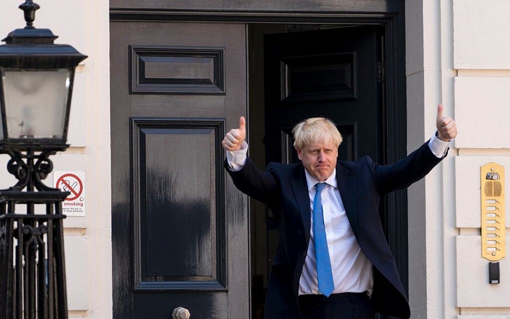New Conservative Party leader and incoming prime minister Boris Johnson arrives at the Conservative party headquarters in central London on July 23, 2019. (Niklas HALLE'N / AFP) New Conservative Party leader and incoming prime minister Boris Johnson arrives at the Conservative party headquarters in central London on July 23, 2019. (Niklas HALLE'N / AFP)