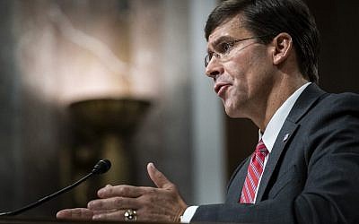 Secretary of Defense nominee, Mark Esper, testifies before the Senate Armed Services Committee during his confirmation hearing on July 16, 2019 in Washington, DC. (Pete Marovich/Getty Images/AFP)