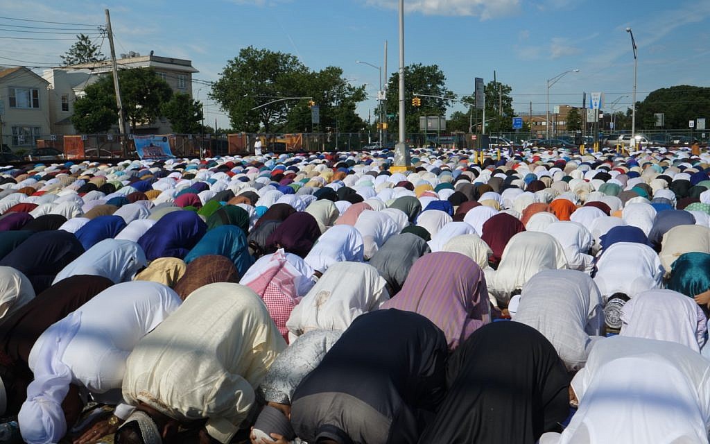 Eid al-Fitr prayers in Ozone Park, Queens. (Adam Zucker)