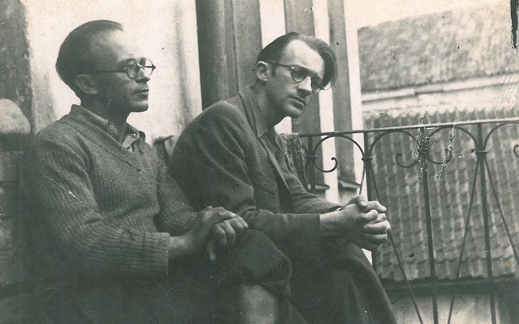 Abraham Sutzkever, right, before World War II in Vilnius, Lithuania. (Courtesy/via JTA)
