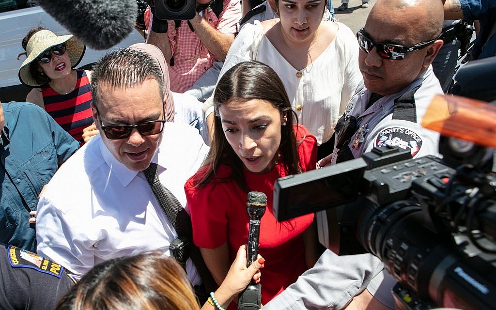 Rep. Alexandria Ocasio-Cortez speaks to the media after visiting the detention facility in Clint, Texas on July 1 (Christ Chavez/Getty Images via JTA) Rep. Alexandria Ocasio-Cortez speaks to the media after visiting the detention facility in Clint, Texas on July 1 (Christ Chavez/Getty Images via JTA)