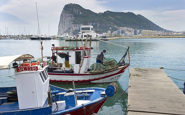 In this file photo taken on May 28, 2012, Spanish fishing boats sit moored in La Linea de Concepcion, Spain, backdropped by the Rock of Gibraltar. (AP Photo/Marcos Moreno, File) In this file photo taken on May 28, 2012, Spanish fishing boats sit moored in La Linea de Concepcion, Spain, backdropped by the Rock of Gibraltar. (AP Photo/Marcos Moreno, File)