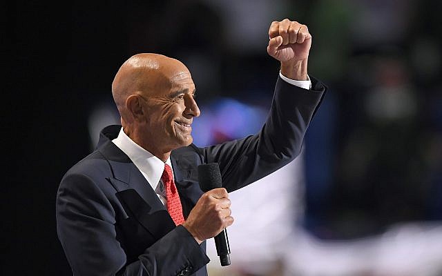 Tom Barrack takes the stage to speak during the final day of the Republican National Convention in Cleveland, Thursday, July 21, 2016. (AP/Mark J. Terrill) Tom Barrack takes the stage to speak during the final day of the Republican National Convention in Cleveland, Thursday, July 21, 2016. (AP/Mark J. Terrill)