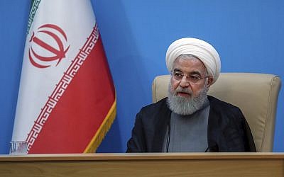 President Hassan Rouhani attends a meeting with the Health Ministry officials, in Tehran, Iran, June 25, 2019. (Official website of the Iranian Presidency Office via AP)