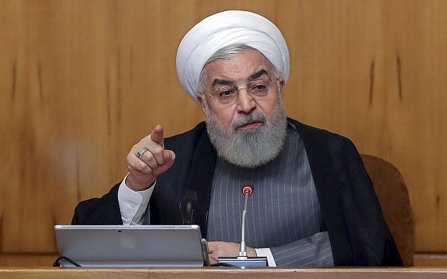President Hassan Rouhani speaks in a cabinet meeting in Tehran, Iran, July 3, 2019 (Iranian Presidency Office via AP) President Hassan Rouhani speaks in a cabinet meeting in Tehran, Iran, July 3, 2019 (Iranian Presidency Office via AP)