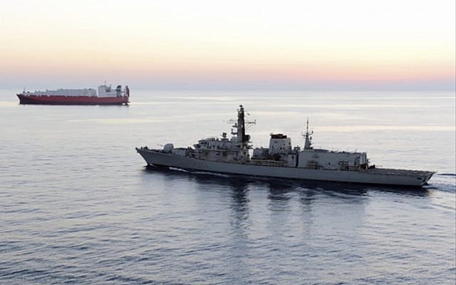 British navy vessel HMS Montrose escorts another ship during a mission at sea off coast of Cyprus in February 2014. (UK Ministry of Defence via AP) British navy vessel HMS Montrose escorts another ship during a mission at sea off coast of Cyprus in February 2014. (UK Ministry of Defence via AP)