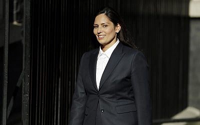 Conservative lawmaker Priti Patel arrives at 10 Downing Street, London, July 24, 2019 (AP Photo/Matt Dunham)