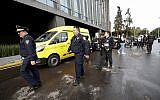 Police arrive at an upscale shopping mall at the south of Mexico City, July 24, 2019, where a woman wearing a blond wig disguise killed two Israeli men (AP Photo)