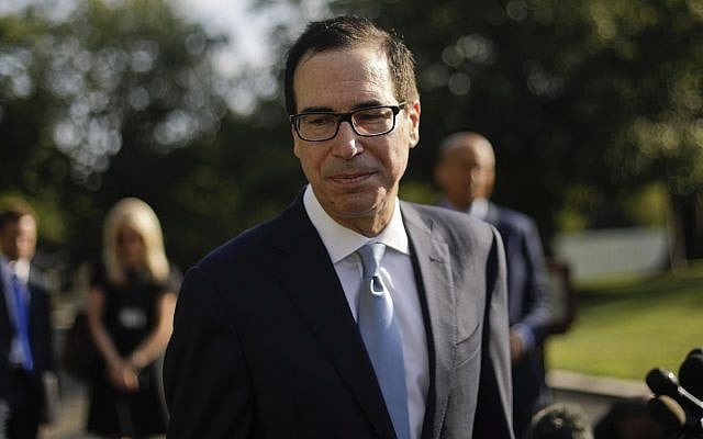 In this photo from July 24, 2019, Treasury Secretary Steve Mnuchin walks away from the microphones after speaking to members of the media at the White House in Washington. (AP Photo/Pablo Martinez Monsivais, File) In this photo from July 24, 2019, Treasury Secretary Steve Mnuchin walks away from the microphones after speaking to members of the media at the White House in Washington. (AP Photo/Pablo Martinez Monsivais, File)