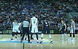 Screen capture from video of Israel's semi-final basketball game against France in the under-20  FIBA European Championships in Tel Aviv, July 20, 2019. (YouTube)