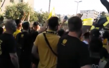 Beitar Jerusalem fans yell chants against the team's midfielder Ali Mohamed during the squad's first practice of the preseason on July 10, 2019. (Screen capture: Twitter)