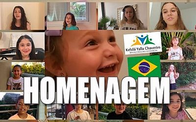 A video of Brazilian-Israeli children and youths singing an Israeli hit song with a message of unity and love for Israel is reaching far beyond the Brazilian community in Israel, July 2019. (Rafael Guanabara/via JTA)