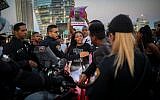 Ethiopian Israelis and supporters protest following the death of 19-year-old Ethiopian, Solomon Tekah who was shot and killed June 30 in Haifa by an off-duty police officer, in Tel Aviv, July 2, 2019. (Hadas Parush/Flash90)