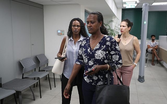 Ora Tasmah and representatives for Solomon Tekah's family arrive at Police Internal Investigation Department in Jerusalem, on July 8, 2019. (Yonatan Sindel/Flash90) Ora Tasmah and representatives for Solomon Tekah's family arrive at Police Internal Investigation Department in Jerusalem, on July 8, 2019. (Yonatan Sindel/Flash90)