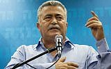 Labor chief Amir Peretz at the opening of the party's new election headquarters in Tel Aviv, on July 24, 2019. (Yonatan Sindel/Flash90)