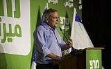 Nitzan Horowitz, leader of Meretz party and of the Democratic Camp, speaks at an election campaign event in Tel Aviv on July 28, 2019. (Gili Yaari / Flash90)