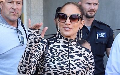 US singer Jennifer Lopez arrives at Ben Gurion Airport, ahead of her concert in Tel Aviv, July 30, 2019. (Flash90)