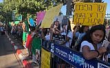 Filipino workers and their kids protest against the arrest and deportations of children of foreign workers in Israel outside the Prime Minister's Residence in Jerusalem on July 24, 2019. (Sue Surkes)