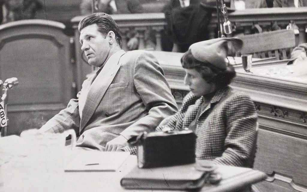 William 'Bill' Bailey and his attorney, Doris Brin Walker, before the House Un-American Activities Committee on December 5, 1953. (Michael Bailey)