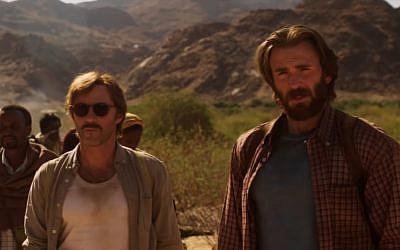 Screen capture from video of Chris Evans and Alessandro Nivola in Netflix's 'The Red Sea Diving Resort'. (YouTube)