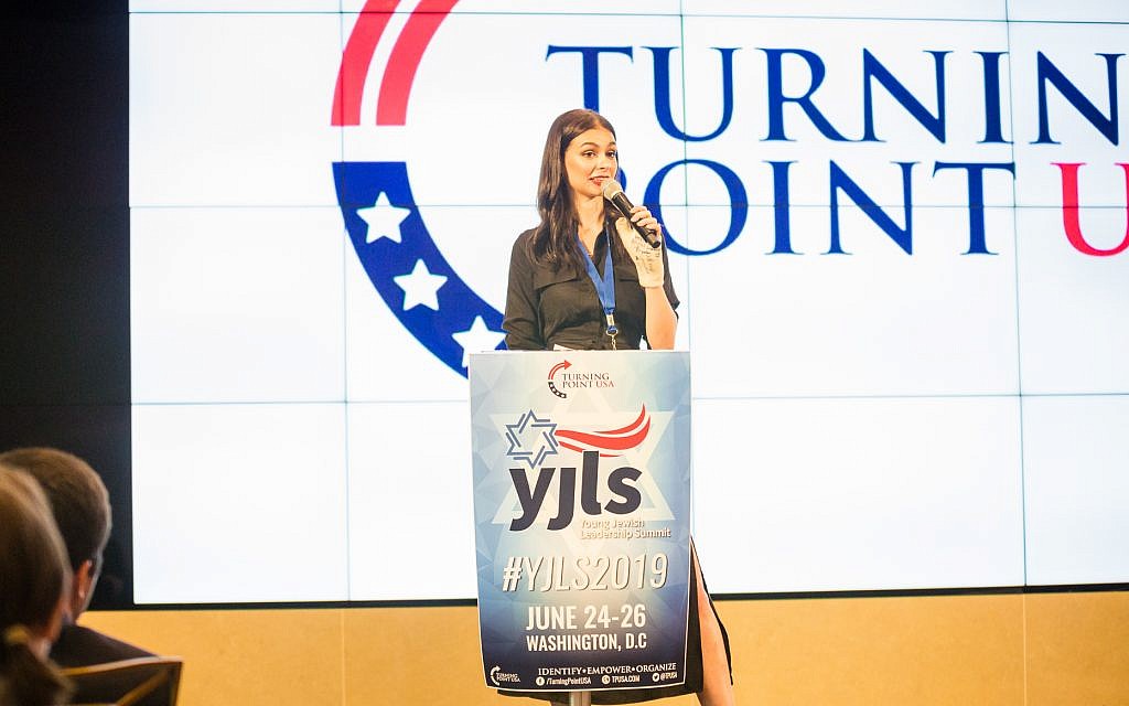Elizabeth Pipko speaks at the Turning Point USA - Young Jewish Leadership Summit, June 24, 2019, in Washington, DC. (Jonathan Williams)