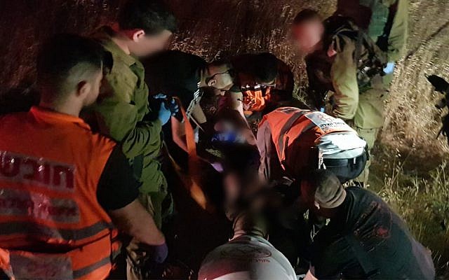 First responders at the scene of a car-ramming outside Jerusalem, July 6, 2019. (Hatzalah)