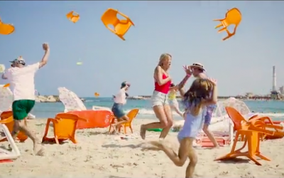 From the Tel Aviv municipality's video promoting its new app, Tel Aviv Beaches, offering up-to-date information about the weather at the city's beaches. (Courtesy screen grab)