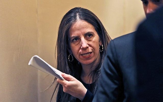 Sigal P. Mandelker, the undersecretary for terrorism and financial intelligence at the US Treasury in Dubai, United Arab Emirates, July 12, 2018. (AP Photo/Kamran Jebreili) Sigal P. Mandelker, the undersecretary for terrorism and financial intelligence at the US Treasury in Dubai, United Arab Emirates, July 12, 2018. (AP Photo/Kamran Jebreili)