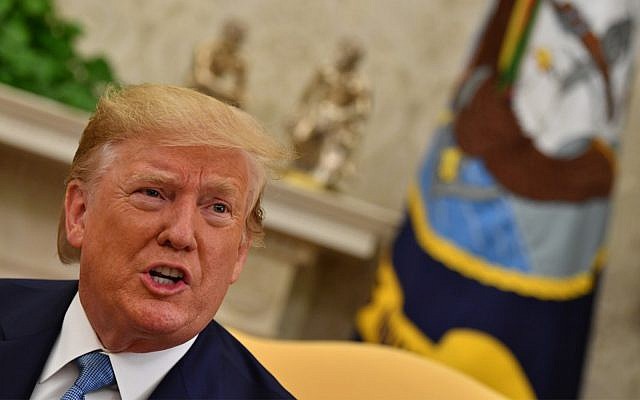 US President Donald Trump speaks during a meeting with Pakistani Prime Minister Imran Khan in the Oval Office at the White House in Washington, DC, on July 22, 2019.
(Nicholas Kamm/AFP) US President Donald Trump speaks during a meeting with Pakistani Prime Minister Imran Khan in the Oval Office at the White House in Washington, DC, on July 22, 2019.
(Nicholas Kamm/AFP)