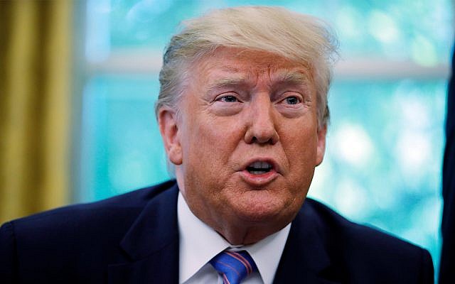 US President Donald Trump speaks during a signing ceremony in the Oval Office of the White House in Washington, July 1, 2019. (AP Photo/Carolyn Kaster) US President Donald Trump speaks during a signing ceremony in the Oval Office of the White House in Washington, July 1, 2019. (AP Photo/Carolyn Kaster)